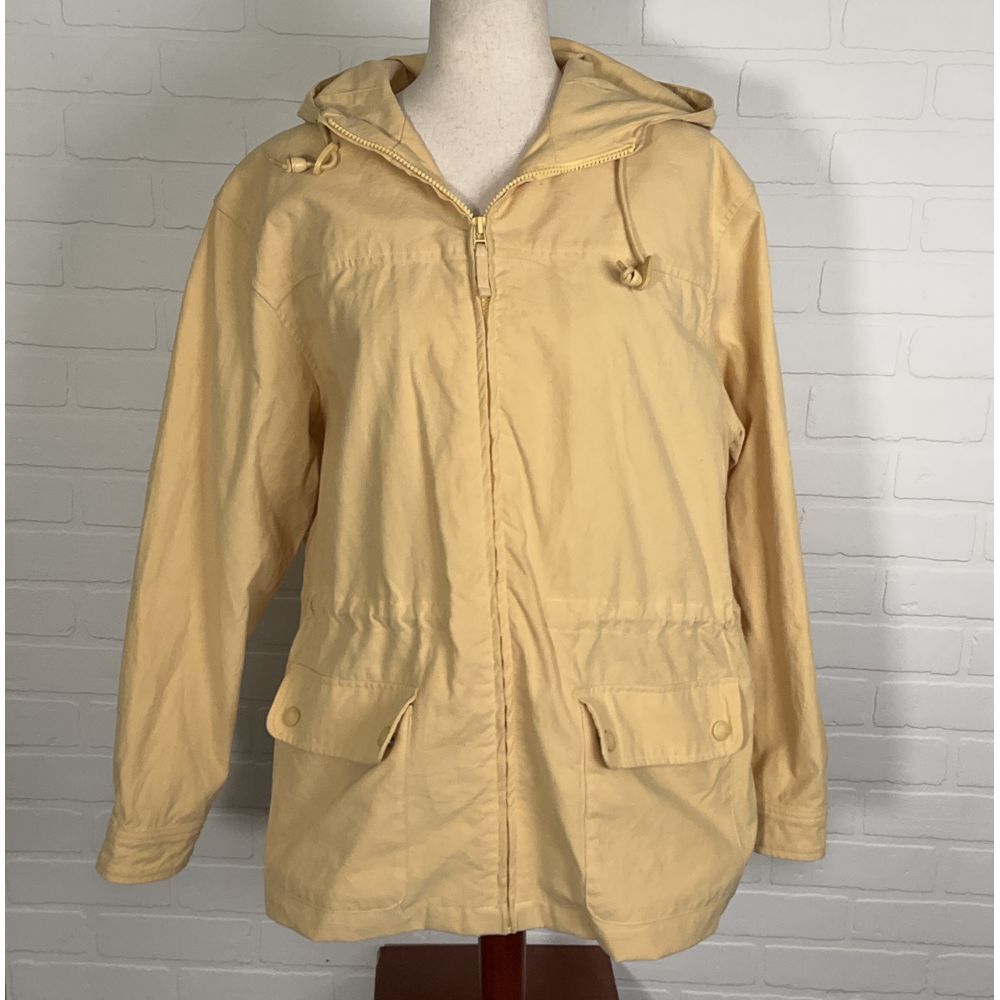 GH Bass Jacket Women L Yellow Hoodie Anarok Cotton Full Zip‎ Spring Coat